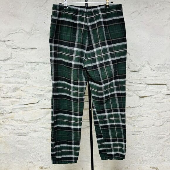 Roots Lounger Pajama Pants Cotton Flannel Green Black Plaid Drawstring Small - Picture 5 of 6